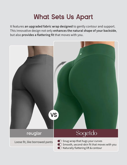 Crossover Butt Lifting Leggings for Women Tummy Control Buttery Soft Workout Gym Yoga Pants