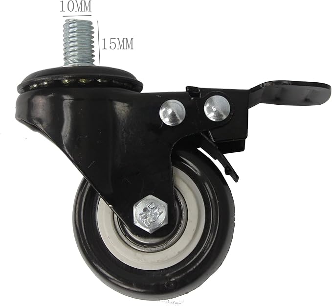 FixtureDisplays 2" Threaded Stem Caster with Stopper, M10 (10mm) Stem Thread Diameter, 916" (15mm) Stem Length 11241-CASTOR-LOCK