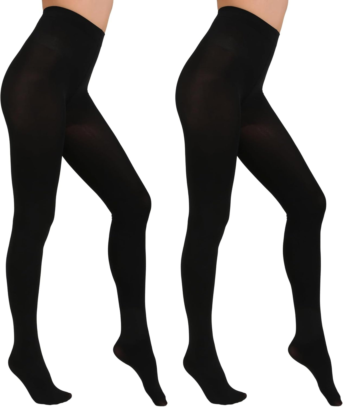 Paralinda 2 Pairs Women's Solid Color Tights 80D, Soft Opaque Microfiber Tights