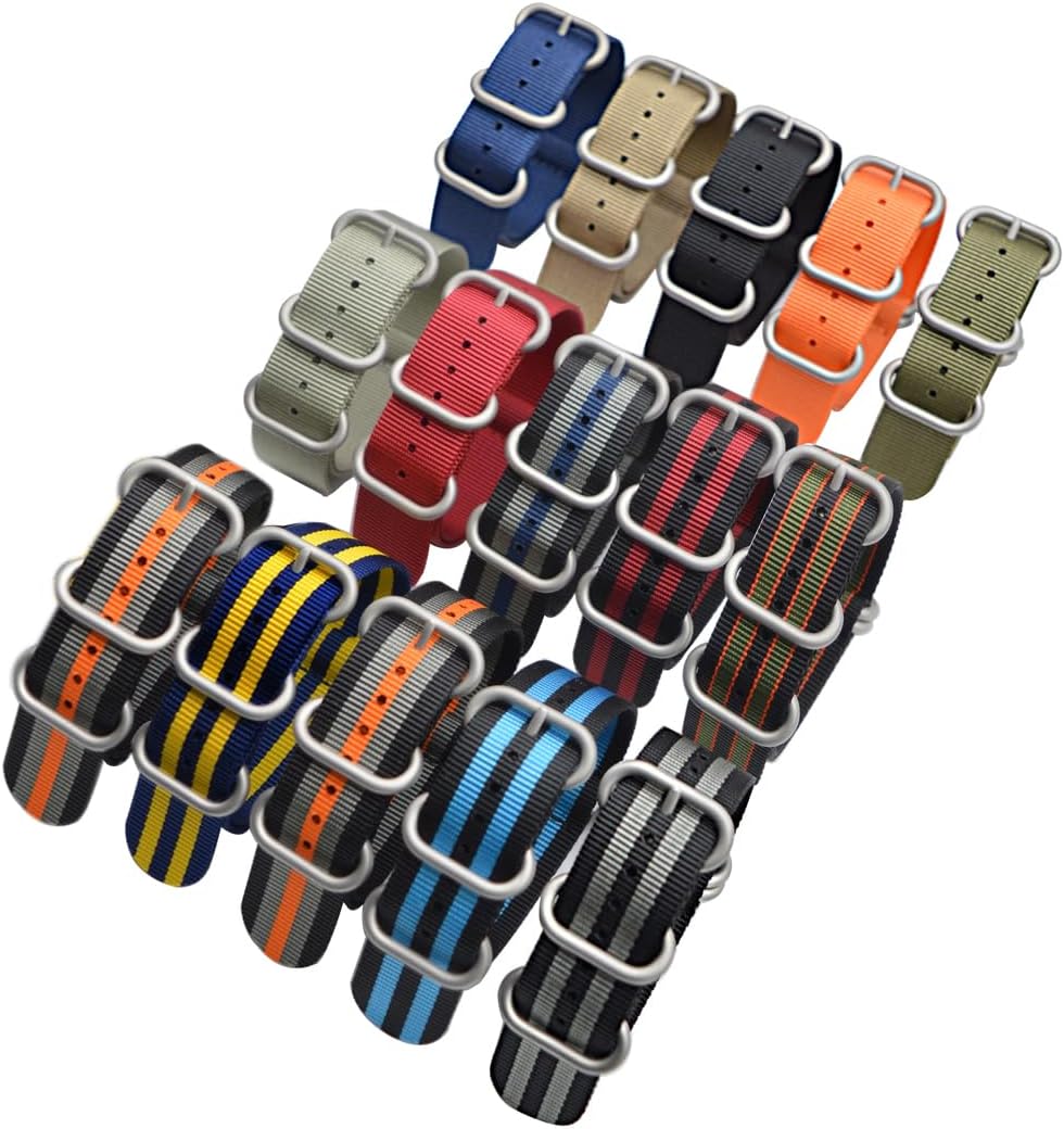 Colorful Nylon Watch Band for Men - Watch Strap Replacement with Brushed Buckle