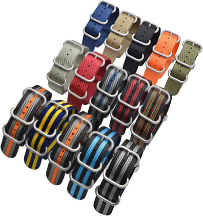 Colorful Nylon Watch Band for Men - Watch Strap Replacement with Brushed Buckle
