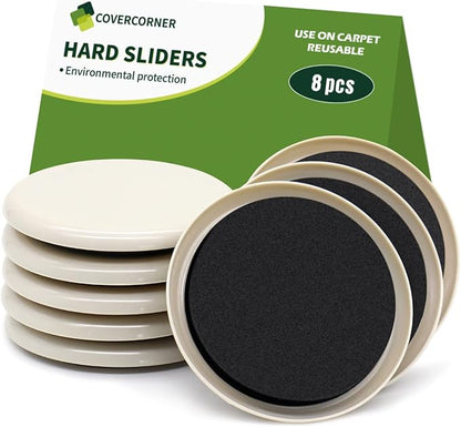 Furniture Sliders for Carpet 8 PCS - 3 12 inch Furniture Moving Slider Chair Legs Floors Protectors Move Your Furniture Easy  Safely(for Carpet)