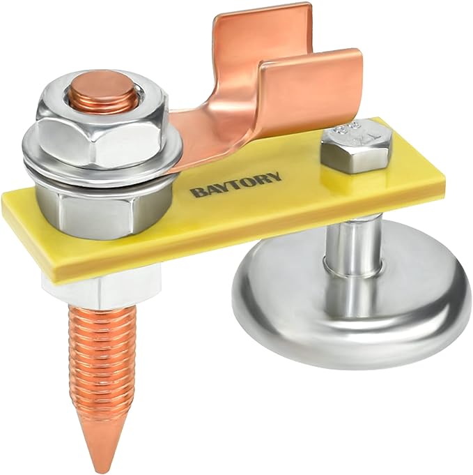 BAYTORY Upgrade Magnetic Welding Support Ground Clamp Tools, Welding Magnet Head Strong Magnetism Large Suction, Copper Tail Welding Accessories Stability Clamps