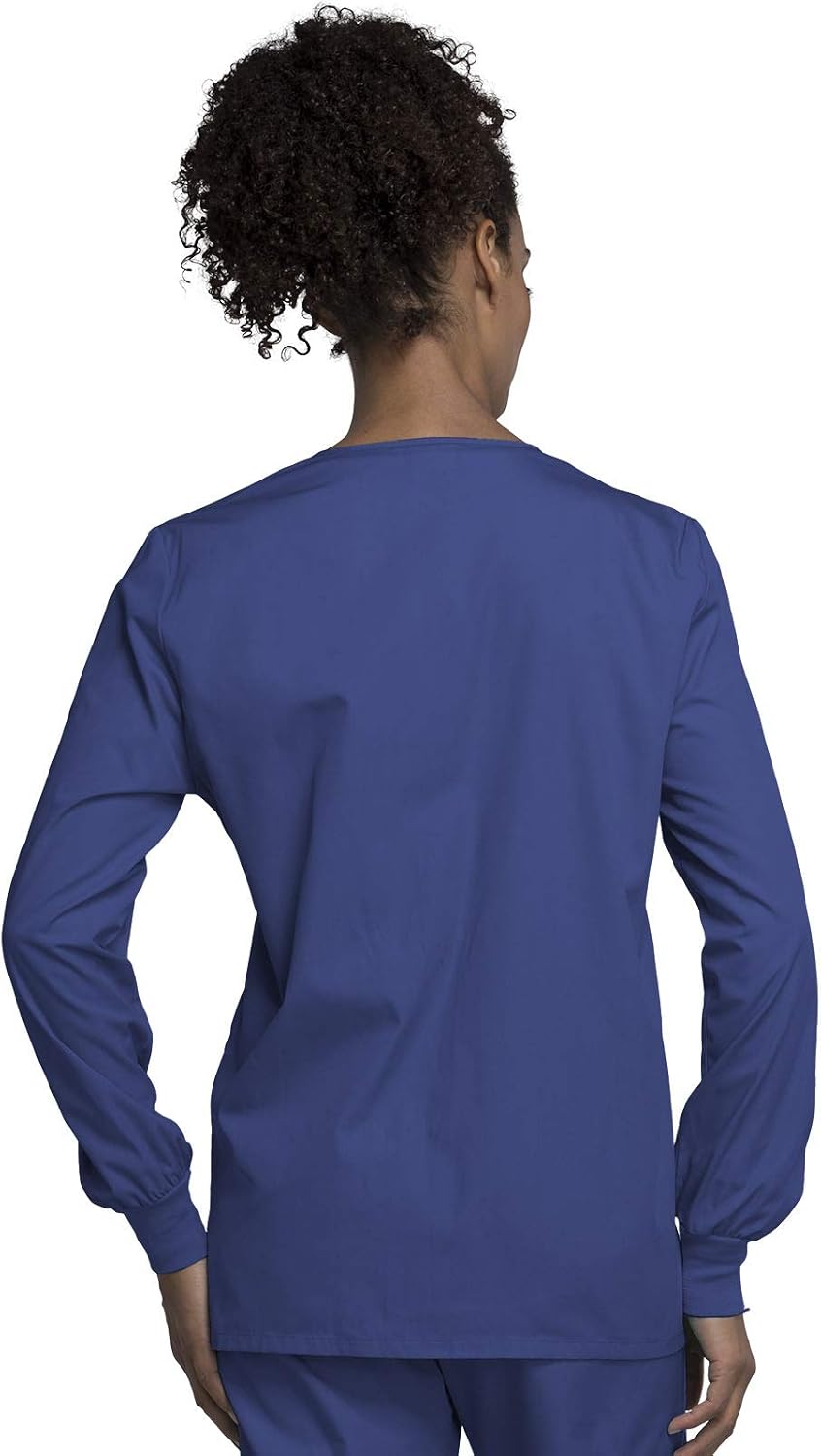 Cherokee scrubs jacket for women, Snap Front Warm-Up Jacket with 3 Pockets and Easy Care - 4350.