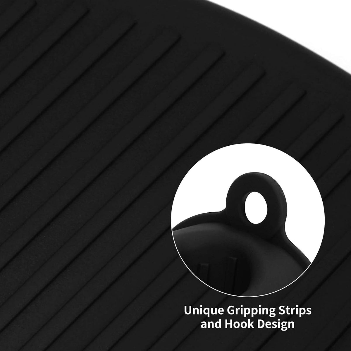 tifanso Silicone Oven Mitts Pot Holders Sets for Kitchen Heat Resistant Small Kitchen Mittens Rubber Air Fryer Mitts Mini Pot Pinch Grip for Cooking and Baking 1 Pair (Black)