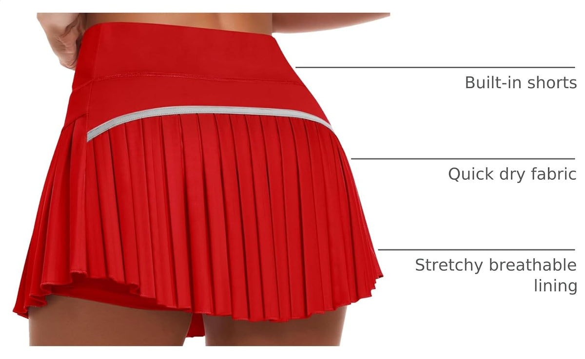 JoyGirl Women's Pleated Tennis Skirt And Shorts High Waisted Skort Mini Skirt Workout Skirt Athletic Workout Skort With Pockets.