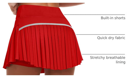 JoyGirl Women's Pleated Tennis Skirt And Shorts High Waisted Skort Mini Skirt Workout Skirt Athletic Workout Skort With Pockets.