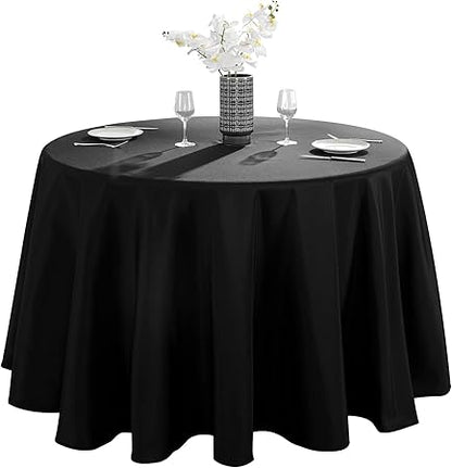 VidaFete 70inch Round Tablecloth Polyester Table Cloth,Stain Resistant and Wrinkle Polyester Dining Table Cover for Kitchen Dinning Party Wedding Rectangular Tabletop Buffet Decoration(Black)