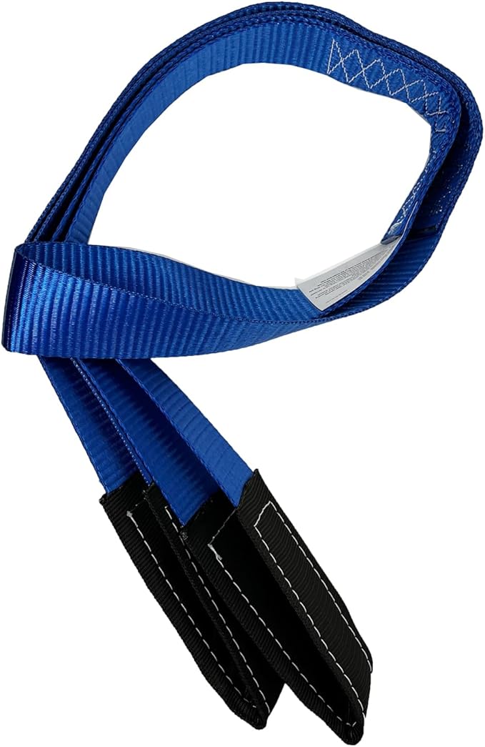 1Pack 2 "x6' Tow Strap with Reinforced Loops Vehicle Recovery Rope 10,000 Pound Breaking Strength 2 inch 6 Feet Lift Sling Strap,Blue