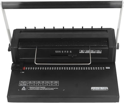 Wire Binding Machine Spiral Coil 3:1 Pitch Punch 12 Sheets Bind 120 Sheets for A4 A5, Simply Customize Paper Margin