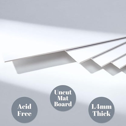 Prudiut 15 Pack 8x10 Backing Boards Only, Uncut White Mat Board Acid Free Mat Board for Photos, Prints, Artworks