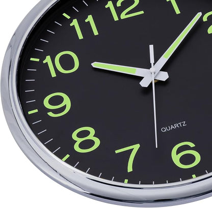 Wall Clock 12 inch Glow in The Dark Wall Clocks Battery Operated Night Lighted Large Wall Clocks Silent Non Ticking Silver Analog Clock for Living Room Kitchen Bedrooms Office Farmhouse Home Decor