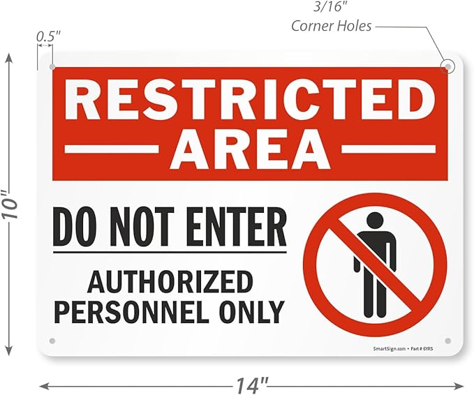 SmartSign 10 x 14 inch "Restricted Area - Do Not Enter, Authorized Personnel Only" OSHA Metal Sign, 40 mil Laminated Rustproof Aluminum, Red, Black and White, Made in USA