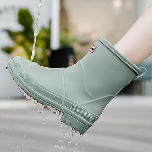 Nutropa Mid Calf Rain Boots for Women,Waterproof Garden Shoes Anti-Slip Rainboots,Outdoor Work Rain Shoes