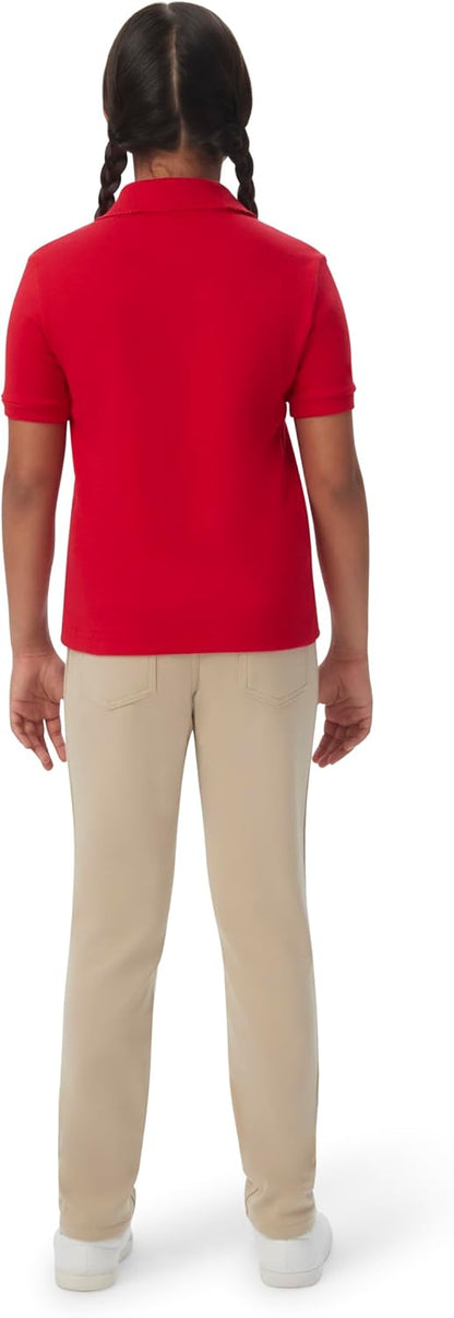 French Toast Girls' Short Sleeve Picot Collar Polo School Uniform Shirt (Standard and Plus)
