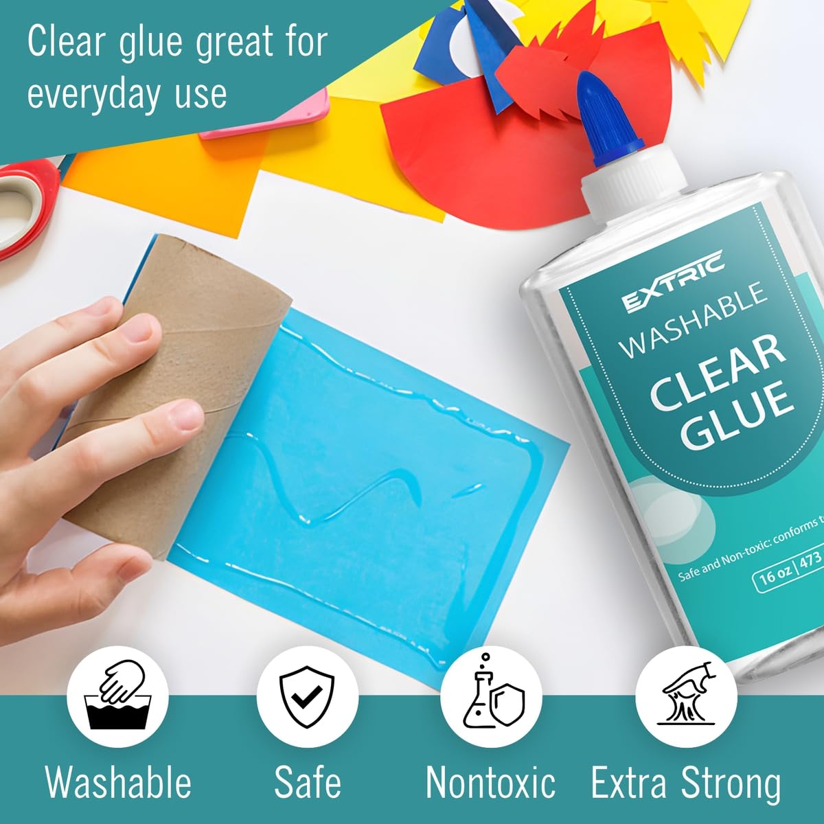 EXTRIC Clear Glue Washable Liquid 9 OZ, 2 PK Slime Glues & Art Crafts Features: Non-Toxic and Washable, Use: Slime, Crafts, Home, School, Color: Dries Clear