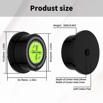 Viborg LP528B Record Weight Phono LP Disc Stabilizer, Black 50Hz Turntable Level, 280G (9.9 OZ) HiFi 3 in 1 Vinyl Clamp Strobe Speed Record Puck with Bubble Leveling (50Hz, Black)