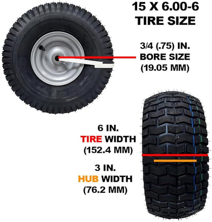 Proven Part Front Tire and Rim 15x6-6 For Craftsman For MTD For Cub Cadet