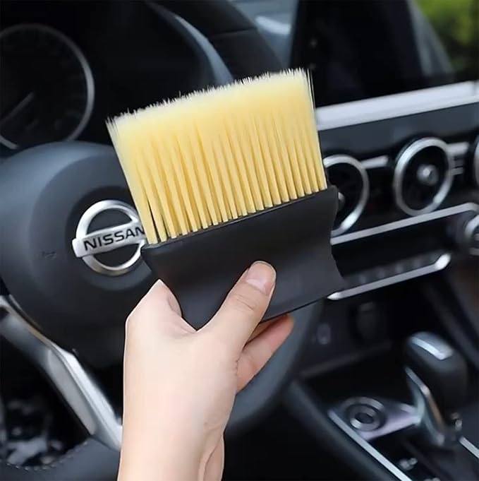 Auto Interior Dust Brush, Car Cleaning Brushes Duster, Soft Bristles Detailing Brush Dusting Tool for Automotive Dashboard Interior, Exterior, Skylight, Leather Yellow