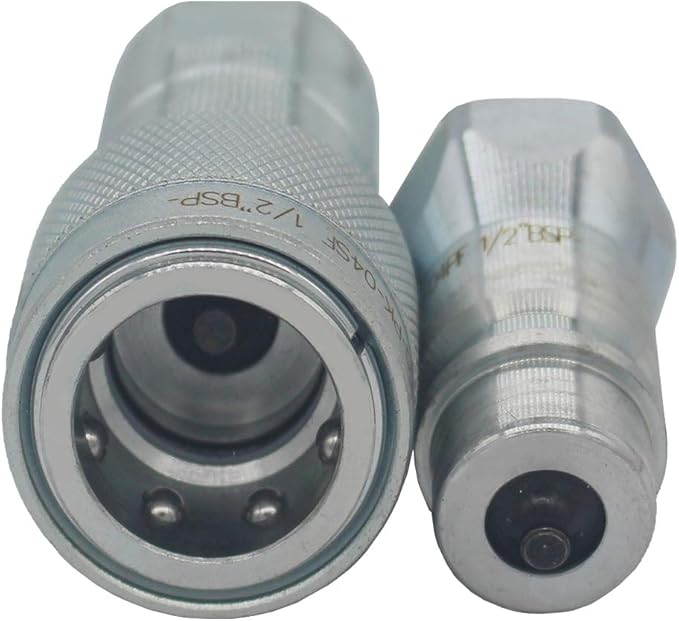 1-Set 14'' Ag ISO5675 Carbon Steel Hydraulic Quick Disconnect CouplingCoupler Poppet Valve,Pioneer Type, Set wDust Cap