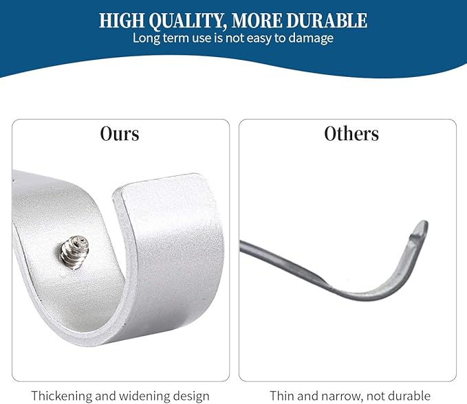 Heavy Duty Adjustable Curtain Rod Brackets Rod Holders for 1 Inch Rod, Silver Color, (Set of 6)
