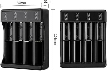 Fast Charger with Type Cable 4.2V Lithium Battery 4 Slot Strong Light Flashlight Intelligent Charge for 14500 26650 18650(4 Slot with Cable)