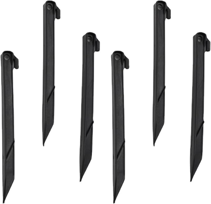 6 Pieces Plastic Inflatable Stakes+6 Peies Cords 8.7 Inch Inflatable Tent Stakes Replacement Inflatable Stakes for Halloween Christmas Holiday Inflatables Garden Decorations