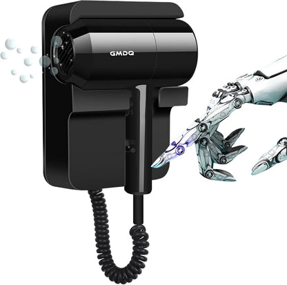 Hotel Wall Mounted Hair Dryer for Bathroom,Restroom Professional Blow Dryer,with Stand Rack,Specialised Motor for Salon,Fast Drying - Gifts?Massage Comb, Screws+ Adhesive? 110V