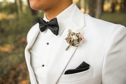 Alizeal Mens Classic Paisley Bow Tie, Hanky and Cufflinks Set