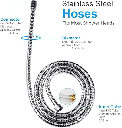 Shower Hose Extra Long 96 inches Shower Head Hose Replacement Stainless Steel Handheld Shower Hose Flexible and Durable with Brass Insert and Nut
