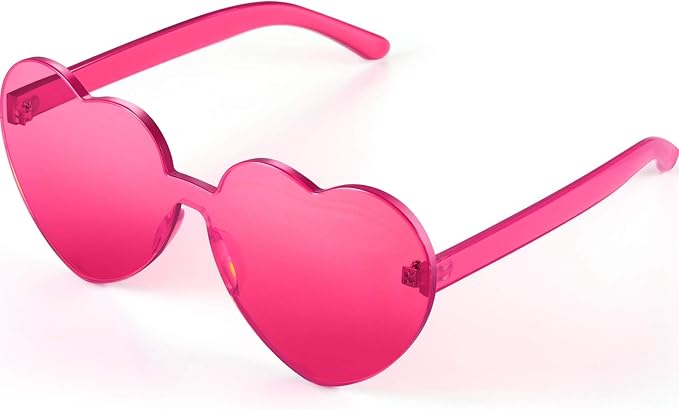 Maxdot Heart Shape Sunglasses Rimless Transparent Heart Glasses Colorful Party Favors