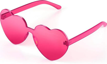 Maxdot Heart Shape Sunglasses Rimless Transparent Heart Glasses Colorful Party Favors