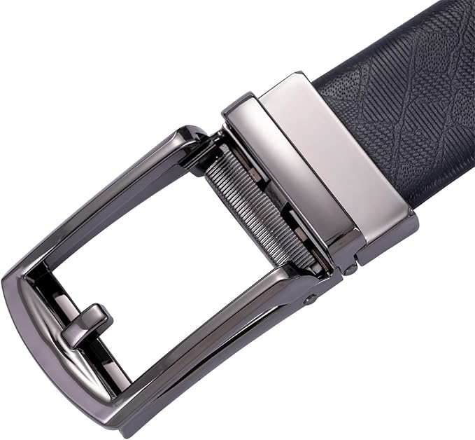 Barry.Wang Ratchet Belt Buckle Strap Replacement 1 38Au,Leather Belt Straps for 40MM Slide Click Buckle,Trim to Fit