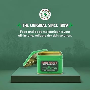 Bag Balm Vermont's Original Skin Moisturizer - Full Body Hydrating Skin Care: Dry Hands, Lips, Face, Feet  More - Unscented, Cruelty  Paraben Free - Day  Night, Men  Women (4oz Tin, Made in USA)
