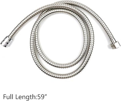 Shower Hose 59 inches, Flexible Hand Held Shower Hose Extension, Stainless Steel Shower Head Hose Extension Hose Replacement, Universal Shower Hose 12" Fitting, Sliver