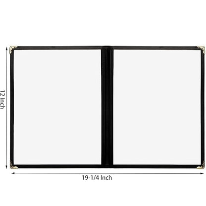 Nicunom 12 Pcak Restaurant Menu Covers, 8.5 X 11 Inch Menu Covers, 2 Page 4 View Transparent Menu Holders for Bar Cafe Restaurant, Double Stitched Edge
