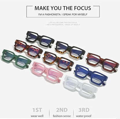 JOVAKIT Fashion Square Blue Light Glasses for Men Women Simple Designer Style Thick Frame Computer Eyeglasses Anti Eyestrain