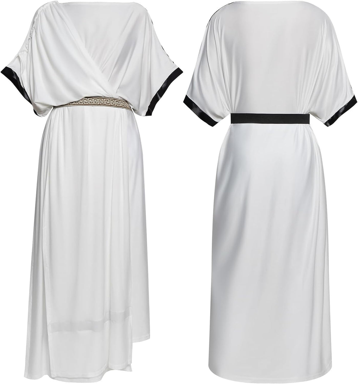 Men Ancient Greek Gods Toga Roman Senator Robe Caesar Costume with Belt Wristbands.