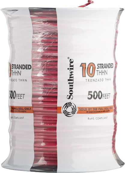 Southwire Building Wire Stranded Copper 10 Ga, 1 Conductor 30 Amp 600 V 90 Deg C 500 ' Orange