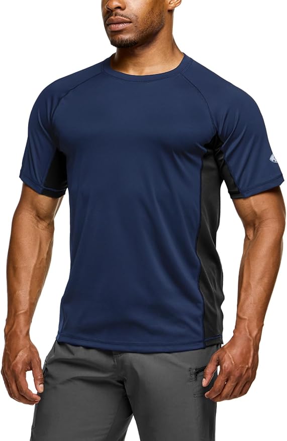 TSLA Men's Rashguard Swim Shirts, UPF 50+ Protection Quick Dry, Stretch Comfort Fit, Flatlock Seams, Outdoor & Water Sports