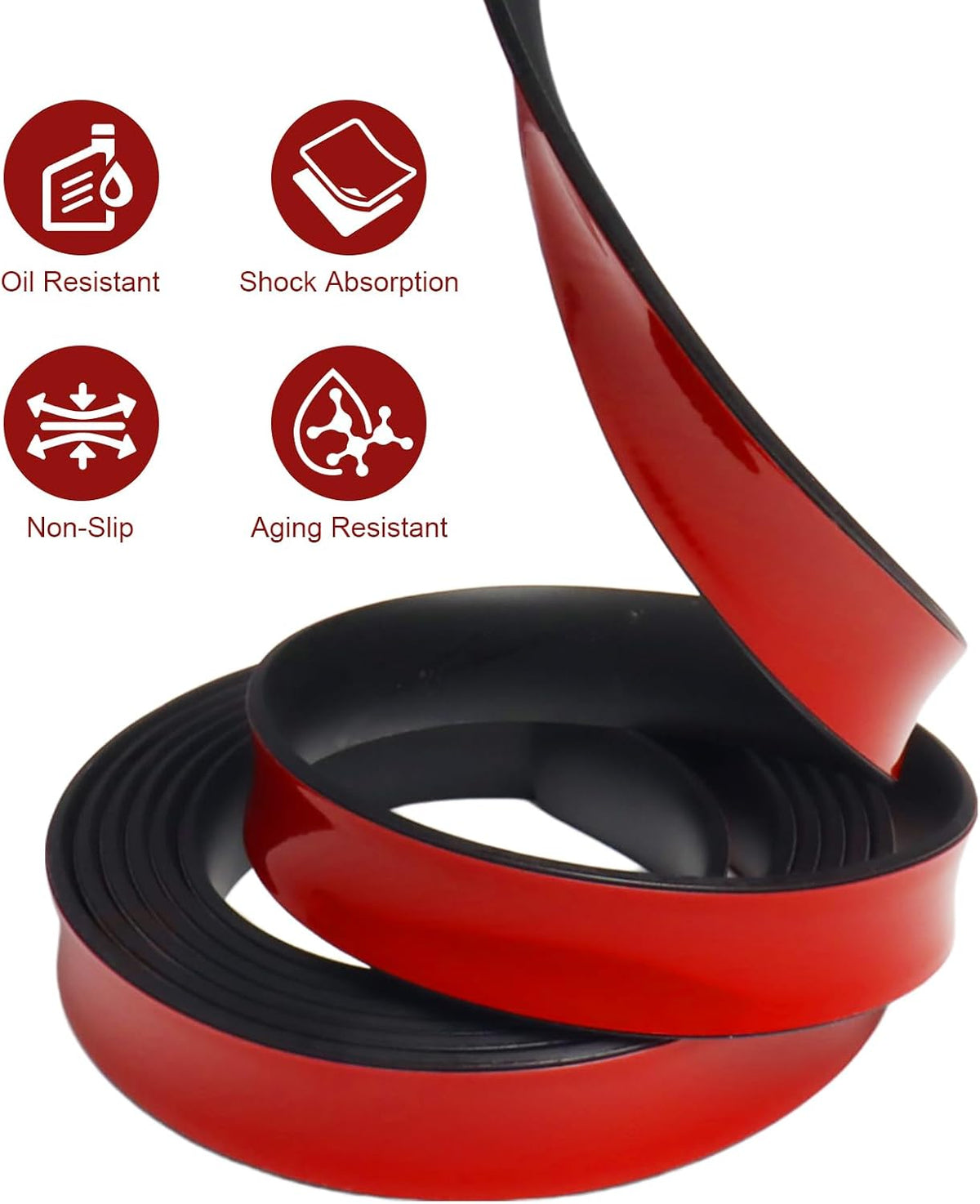 Rubber Strips with Adhesive Backing, 2" W x 1/8" T x 20' L Solid Neoprene Rubber Sheets, Rolls & Strips for DIY Warehouse Flooring, Gasket, Pads, Padding, Matting, Crafts Protection