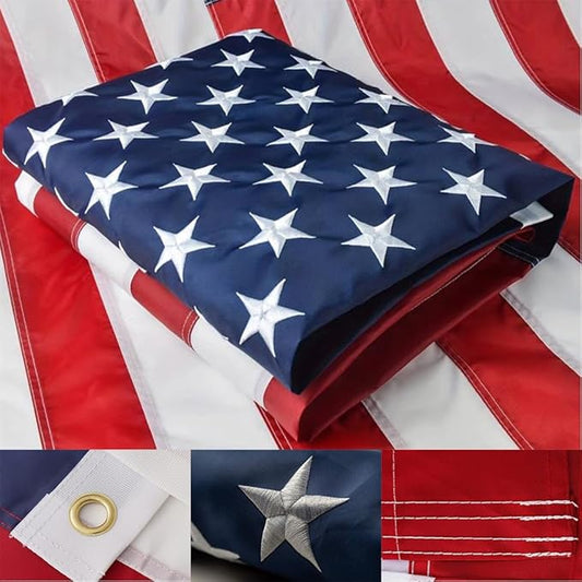 American Flags for Outside 3x5 Ft Embroidered Stars USA Flag Striped patchwork sewing 150D Nylon Waterproof UV Resistant with Brass Grommets Tear Resistant US Flags for Outdoors