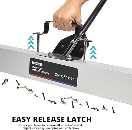 NEIKO 53418A 36-Inch Magnetic Pickup Sweeper with Wheels, Adjustable Handle, and Floor Magnet, Heavy-Duty Magnet to Pick Up Nails, 55-Pound Capacity