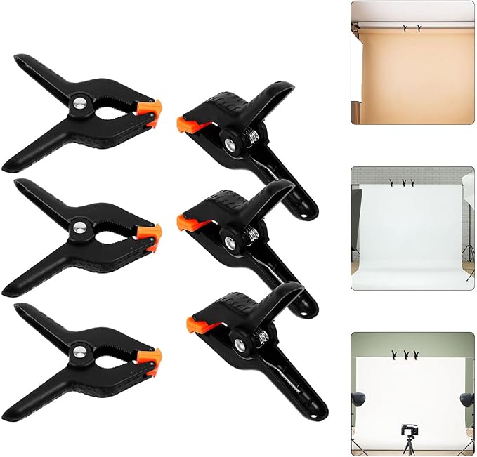 Gadpiparty 6 Pack Nylon Clamps Photo Clamps Photography Clamps Spring Clamp Black