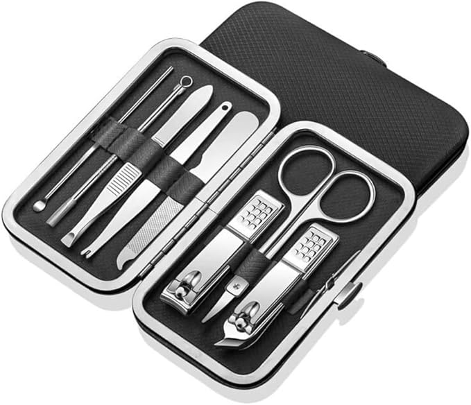 axGear Stainless Steel Manicure Pedicure Set Nail Clipper File Scissor Kit 8 Pieces