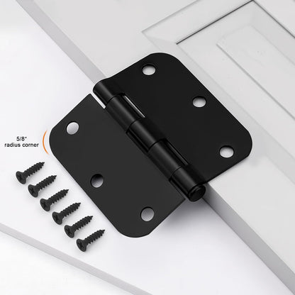 Probrico Interior Door Hinges Black, 3.5 X 3.5 Inch Door Hinges Rounded 5/8" Radius Corners, Black Hinges for Door Hardware, 12 Pack