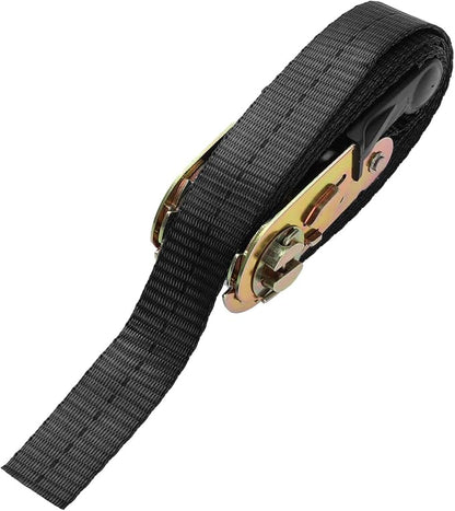 Ratchet Tie Down StrapsHeavy Duty Tensioning Belts Motorcycle Trailer Trucks CargoAdjustable 800kg 1"x 10'  1 Pcs Black