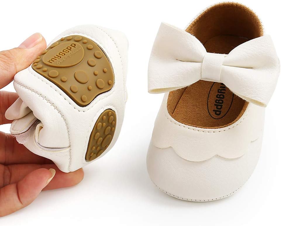 LAFEGEN Baby Girls' Mary Jane Flats with Bow, Non-Slip Soft Sole