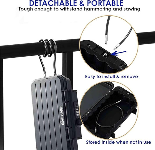 Portable Lock Box, 4-Digit Combination Safe Boxes with Detachable Cable, Anti-Theft Security Lockbox Outdoor, Small Resettable Personal Password Cash Case for Travel, Hotel, Dorm, Beach, Gym