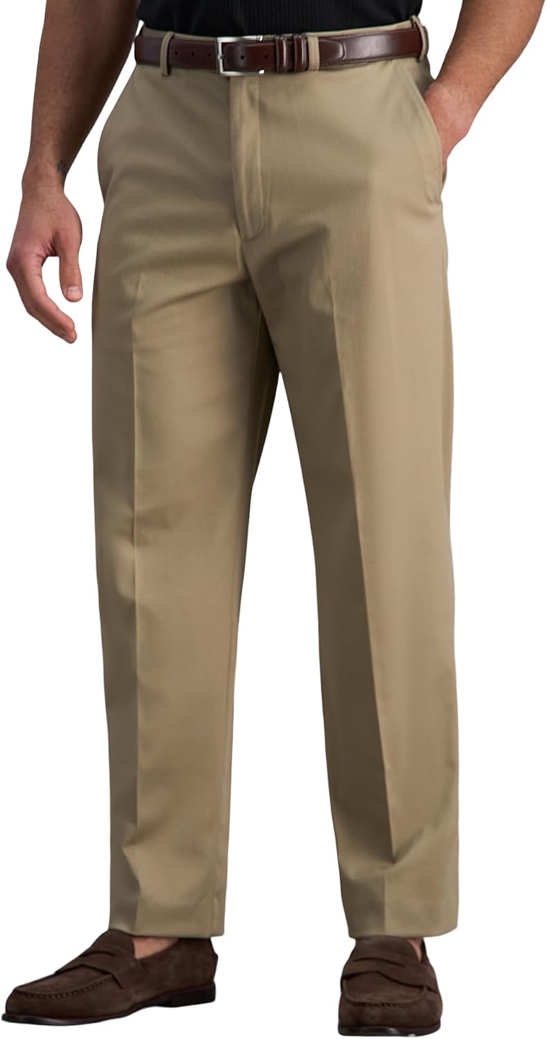 Haggar Men's Premium No Iron Khaki Classic Fit Flat Front Casual Pant (Regular and Big & Tall Sizes)